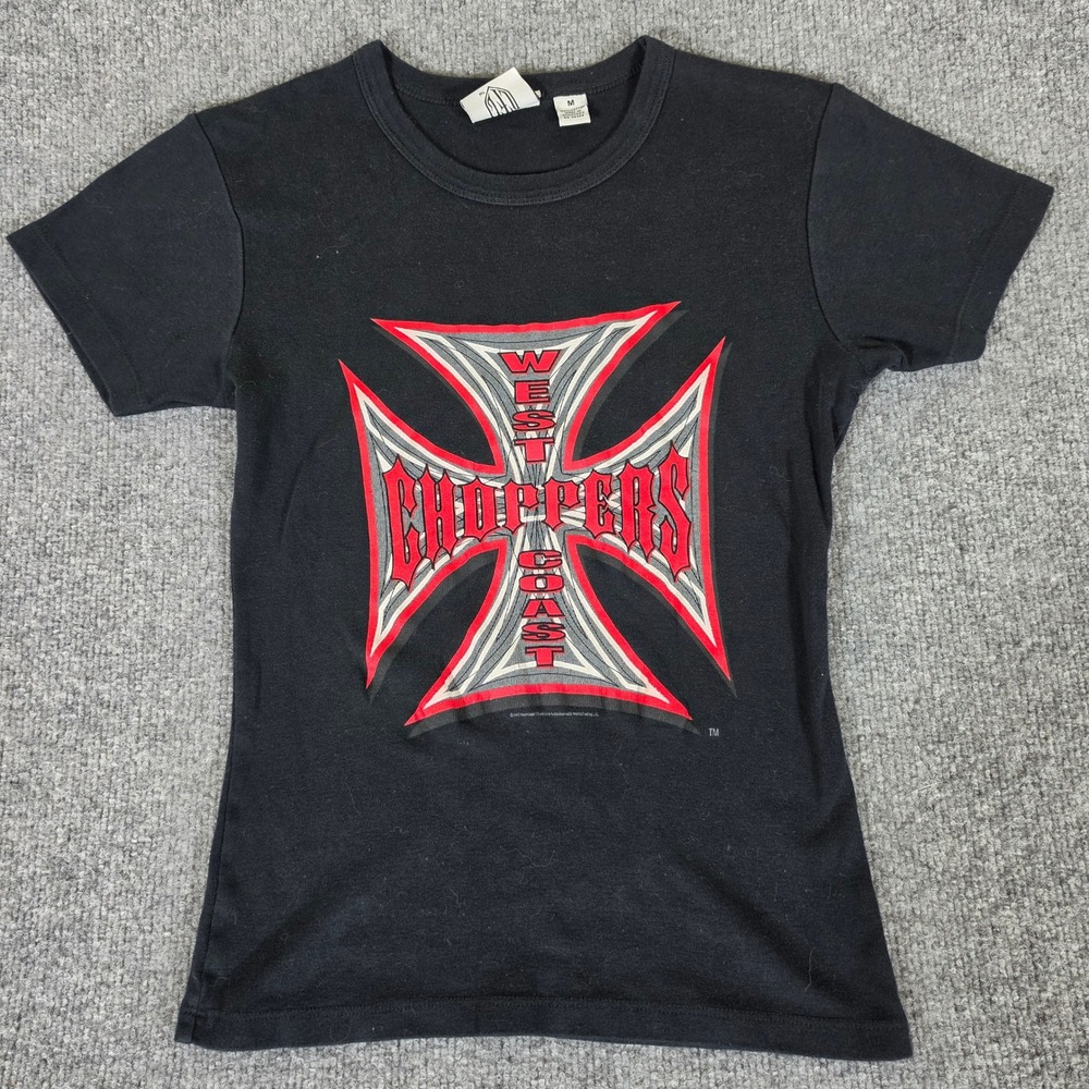 West Coast Choppers Womens Graphic T-Shirt Black Size M Jesse James Biker Tee